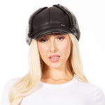 Sakkas Leather Shearling Unisex Aviator Trapper Winter Cap with Ear Flaps