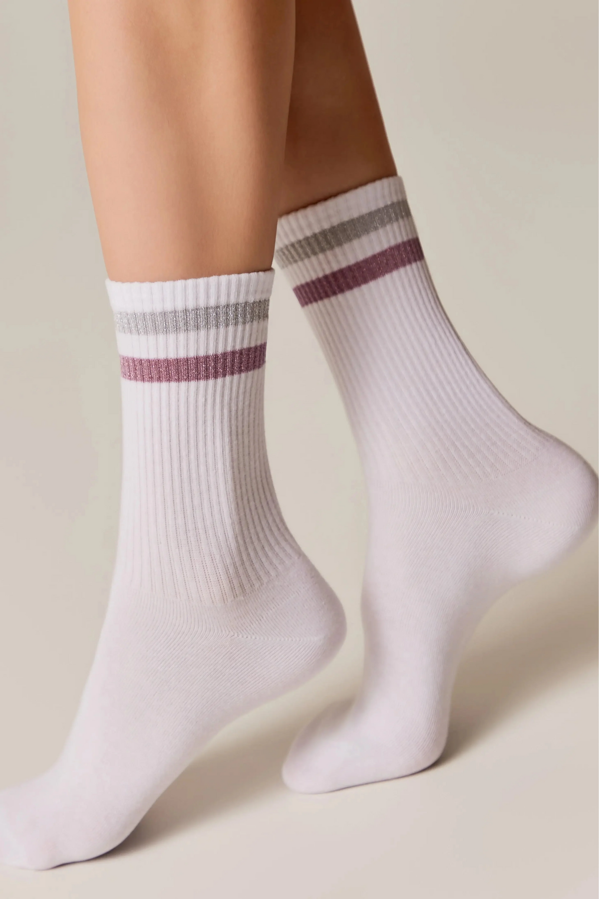 Conte Active Cotton Long Socks with Lurex Stripes