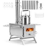 Portable Wood Burning Tent Stove with 7 Chimney Pipes