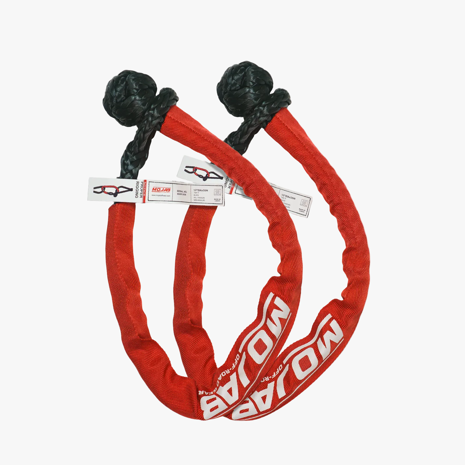 Long Reach 1/2'' x 35'' Soft Shackle  (Set of 2) | Lifetime Warranty