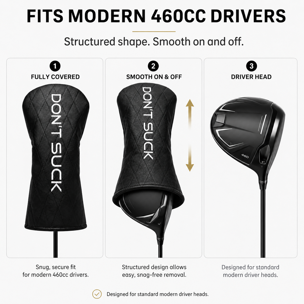 Don’t Suck™ Driver Headcover | Premium Black Diamond Quilted Fit (460cc)
