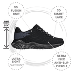 CALTO Q216 2.8" Taller Ultra Lightweight Sneaker | Black/Grey
