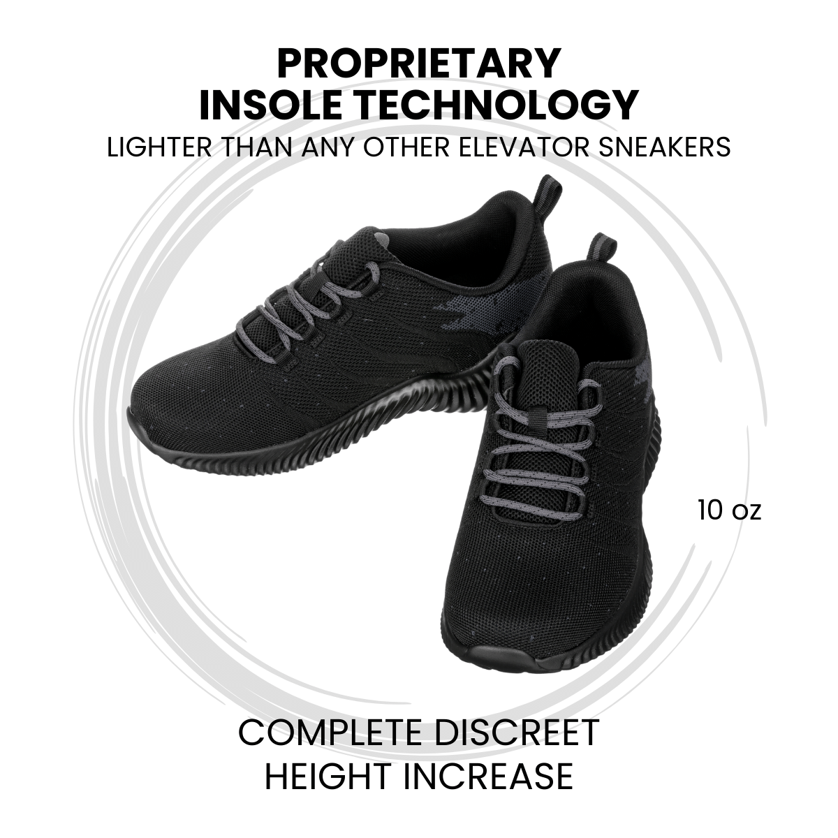 CALTO Q216 2.8" Taller Ultra Lightweight Sneaker | Black/Grey