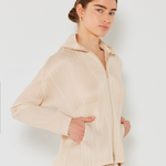 Pleated Jacket w/ Two-Way Zipper (J01HD) | Beige