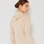 Pleated Jacket w/ Two-Way Zipper (J01HD) | Beige