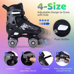 Kids Roller Skates | Adjustable Quad Skates with Light-Up Wheels