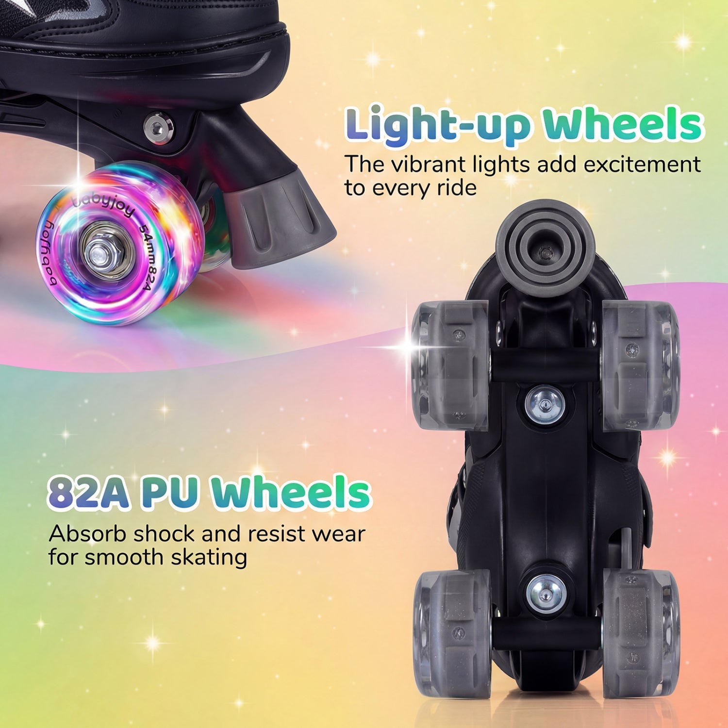Kids Roller Skates | Adjustable Quad Skates with Light-Up Wheels