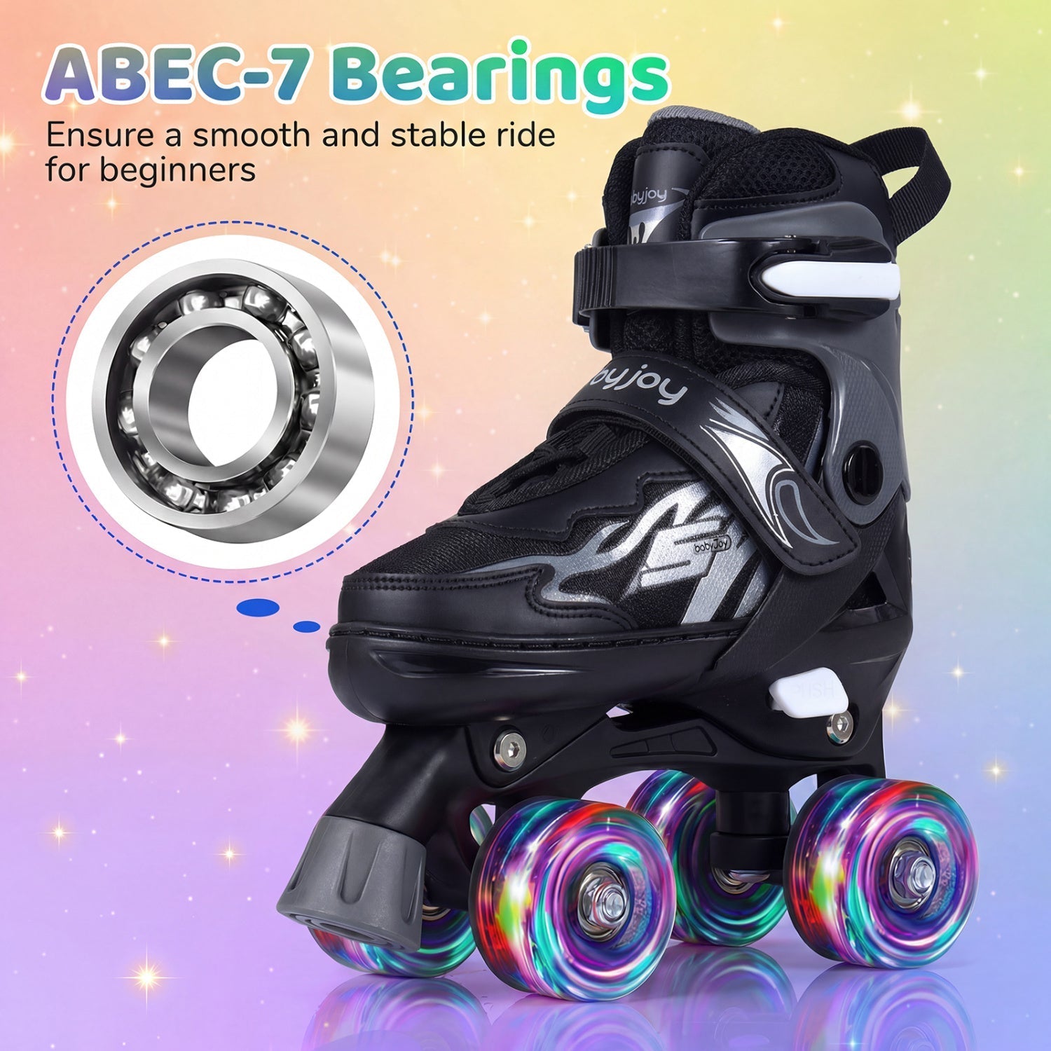 Kids Roller Skates | Adjustable Quad Skates with Light-Up Wheels