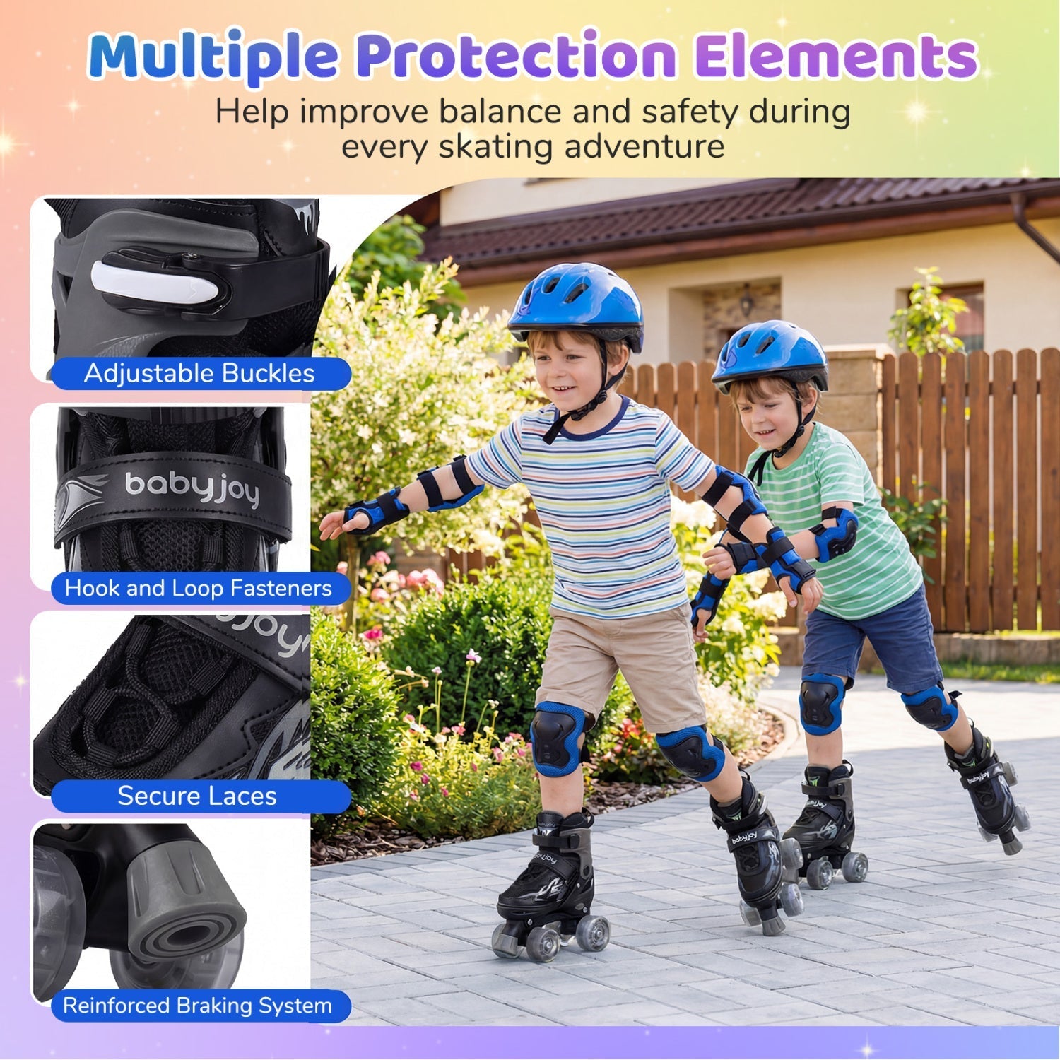 Kids Roller Skates | Adjustable Quad Skates with Light-Up Wheels