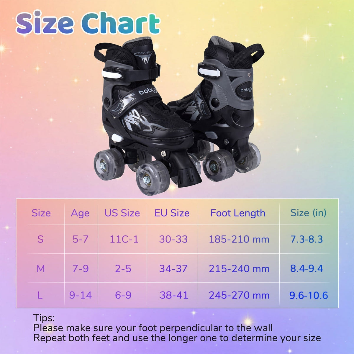 Kids Roller Skates | Adjustable Quad Skates with Light-Up Wheels