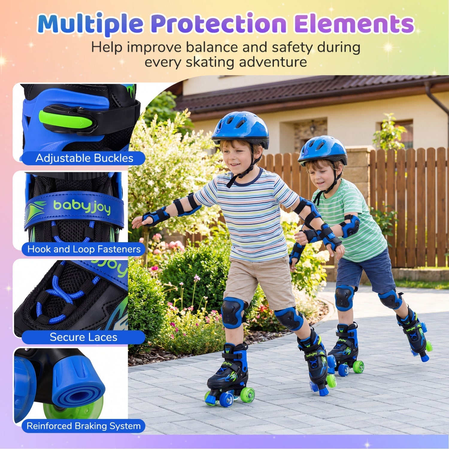 Kids Roller Skates | Adjustable Quad Skates with Light-Up Wheels