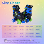 Kids Roller Skates | Adjustable Quad Skates with Light-Up Wheels