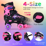 Kids Roller Skates | Adjustable Quad Skates with Light-Up Wheels