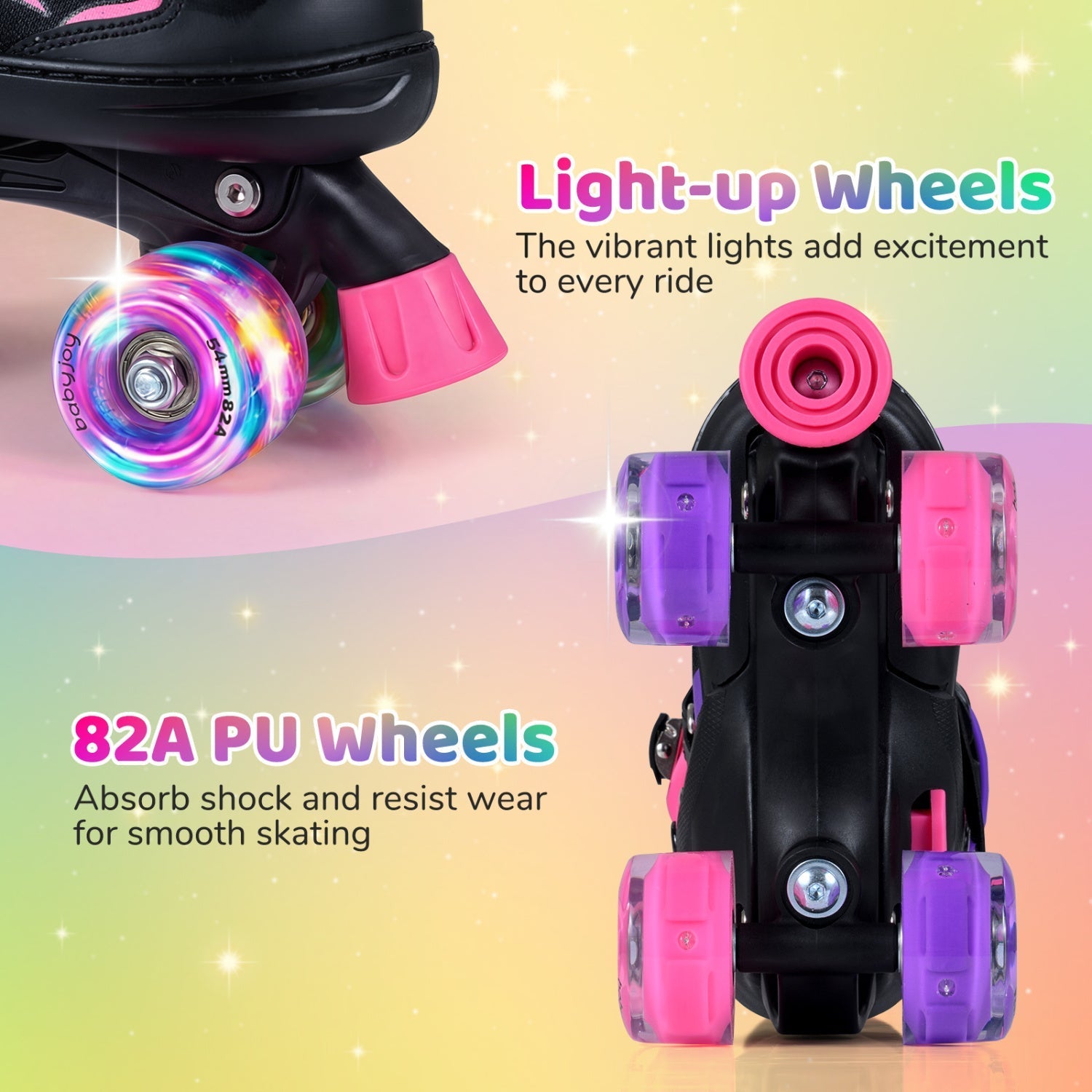 Kids Roller Skates | Adjustable Quad Skates with Light-Up Wheels