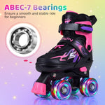Kids Roller Skates | Adjustable Quad Skates with Light-Up Wheels