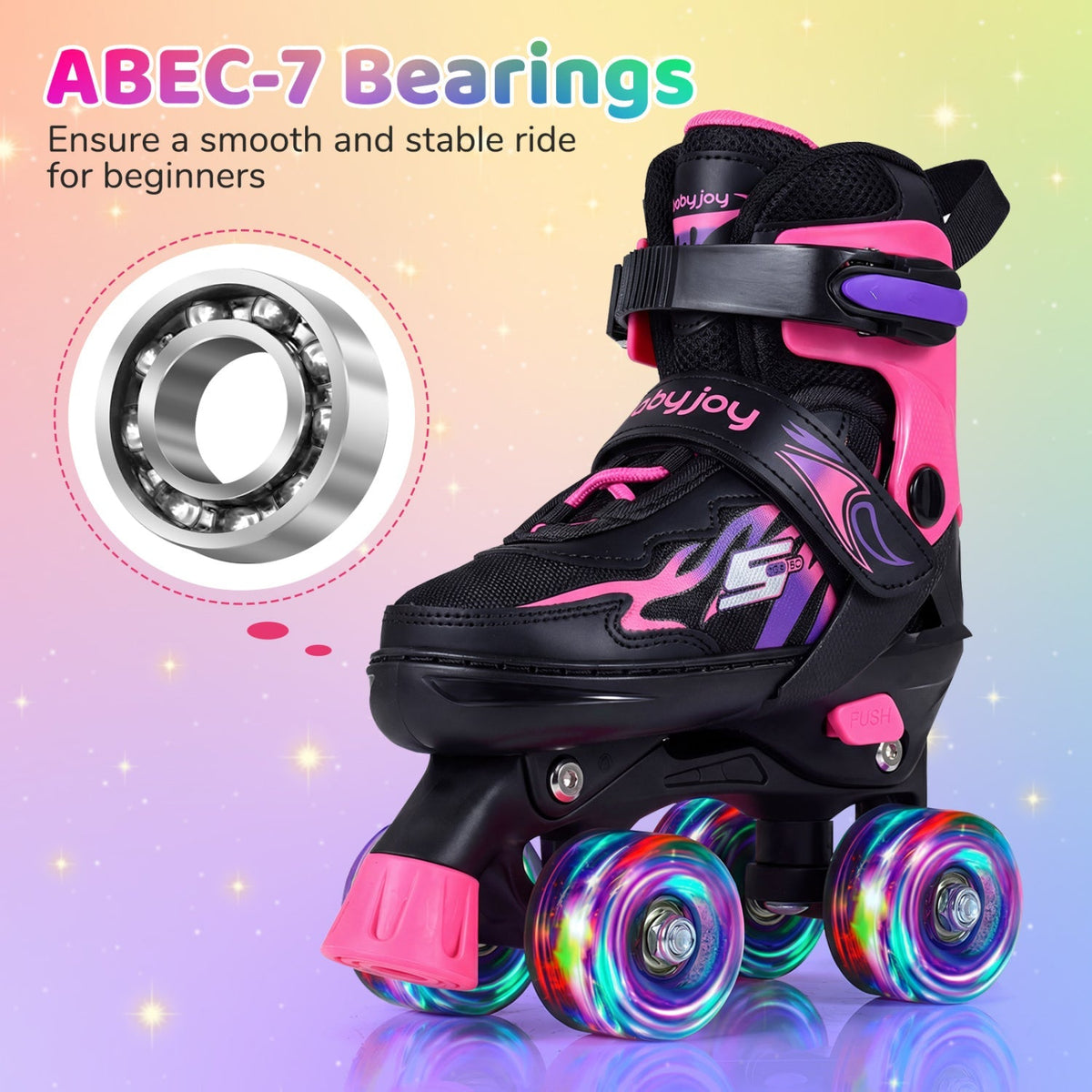 Kids Roller Skates | Adjustable Quad Skates with Light-Up Wheels