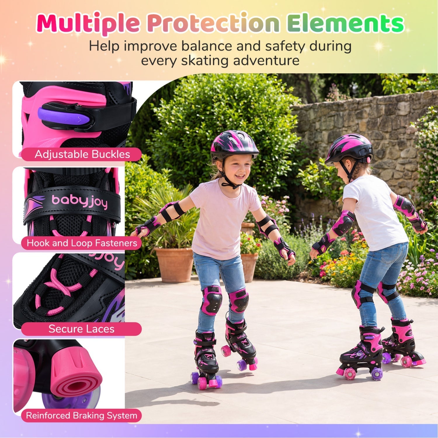 Kids Roller Skates | Adjustable Quad Skates with Light-Up Wheels