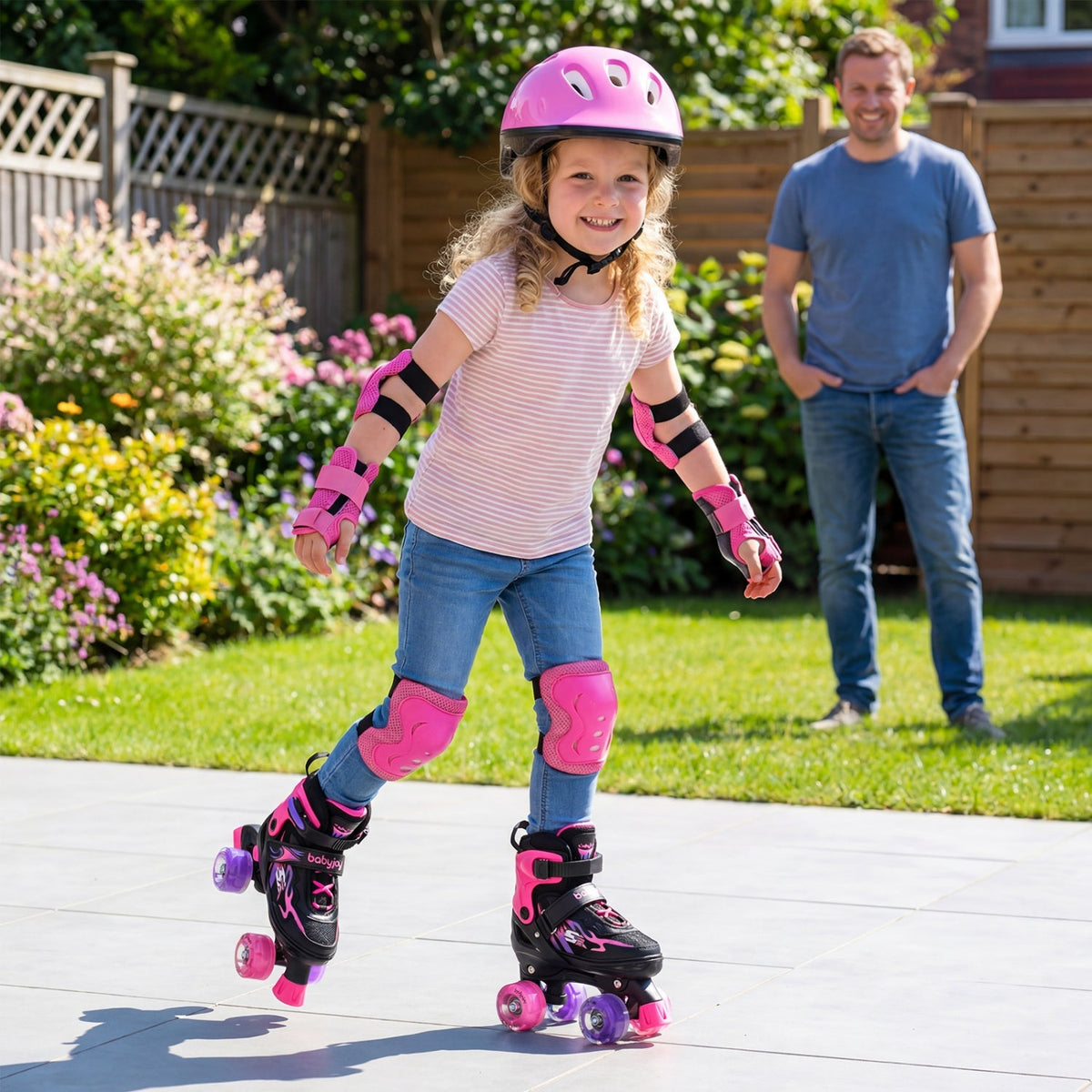 Kids Roller Skates | Adjustable Quad Skates with Light-Up Wheels