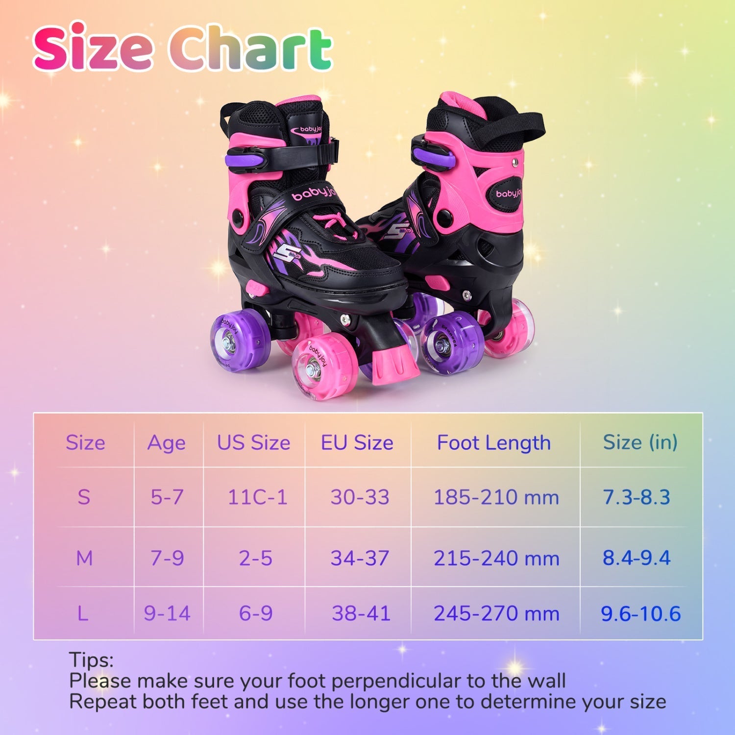 Kids Roller Skates | Adjustable Quad Skates with Light-Up Wheels