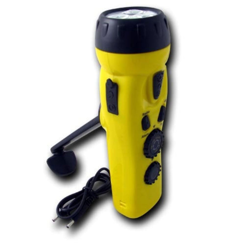 4-in-1 Dynamo Flashlight | Hand Crank Radio & Phone Charger | Yellow