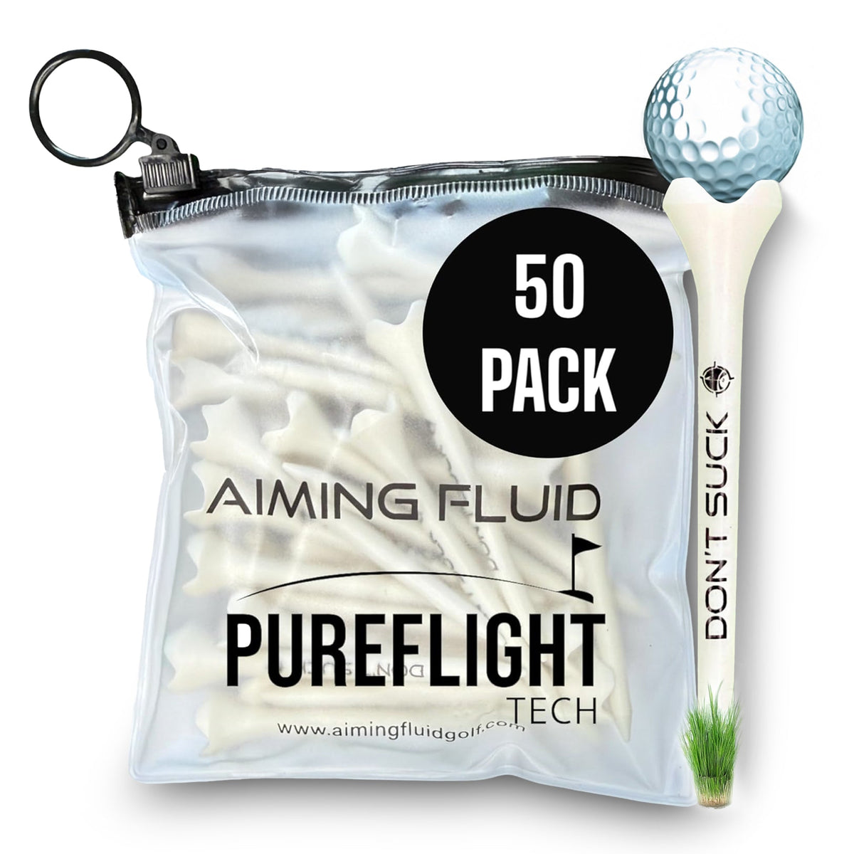 DON’T SUCK™ Golf Tees | PureFlight™ 4-Prong Design (50-Pack)