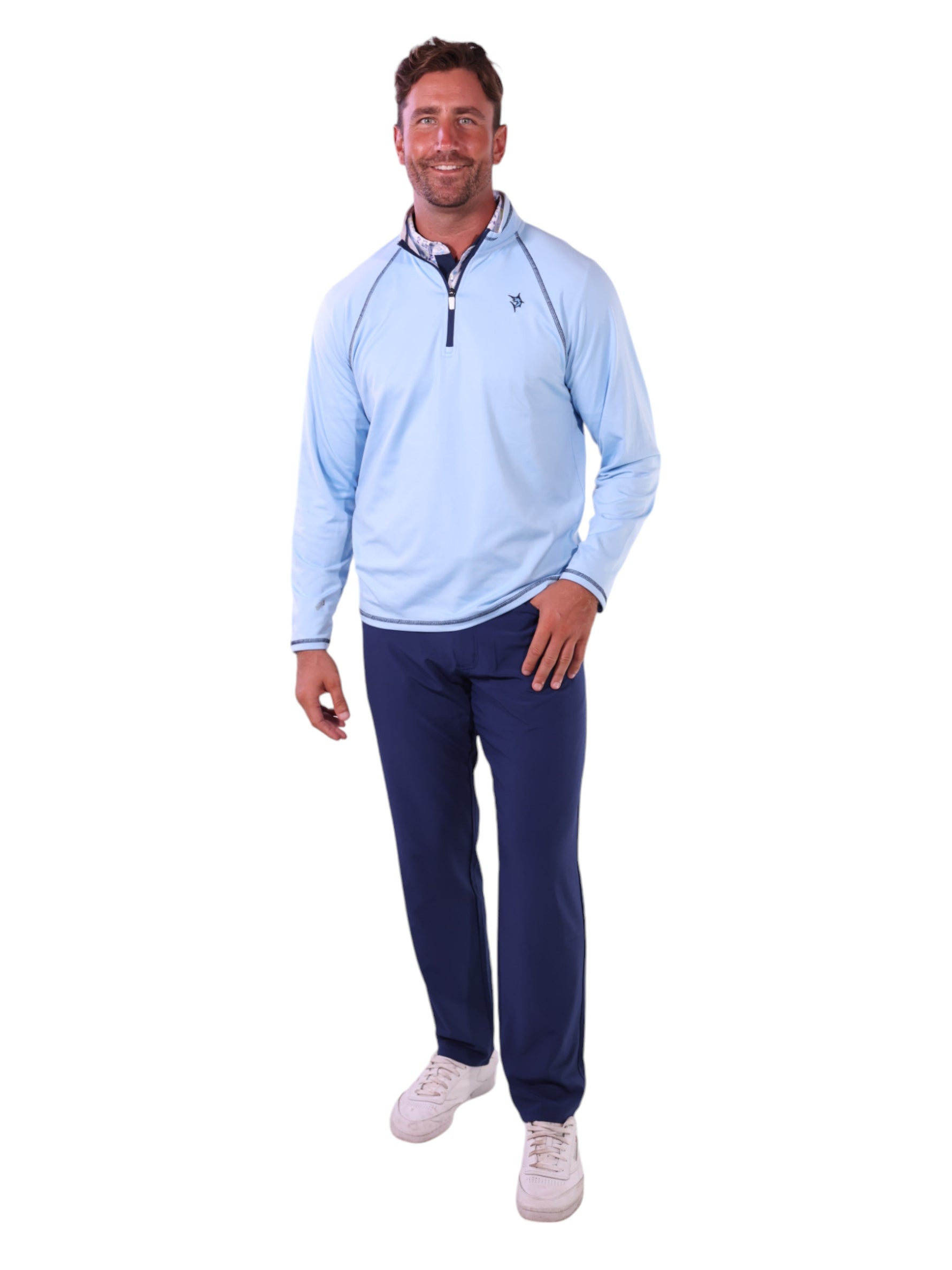 New Harbor Quarter Zip Effortless Comfort | Pale Blue
