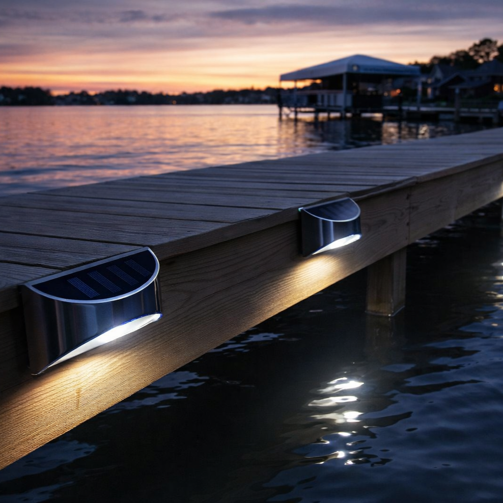 LED Dock & Deck Side Mount Lights | Solar Powered Light (2-Pack)