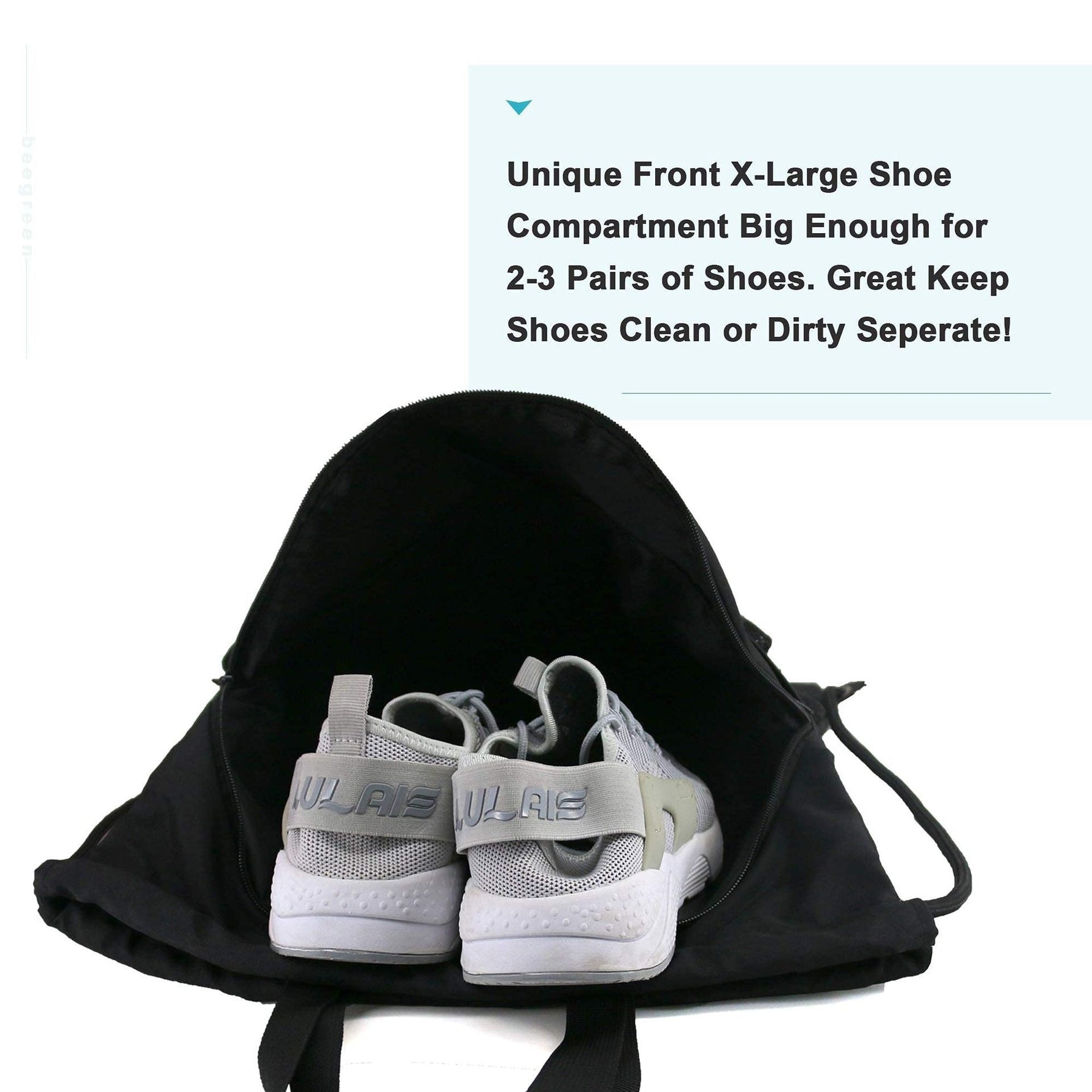 Drawstring Backpack with Shoe Compartment | Large