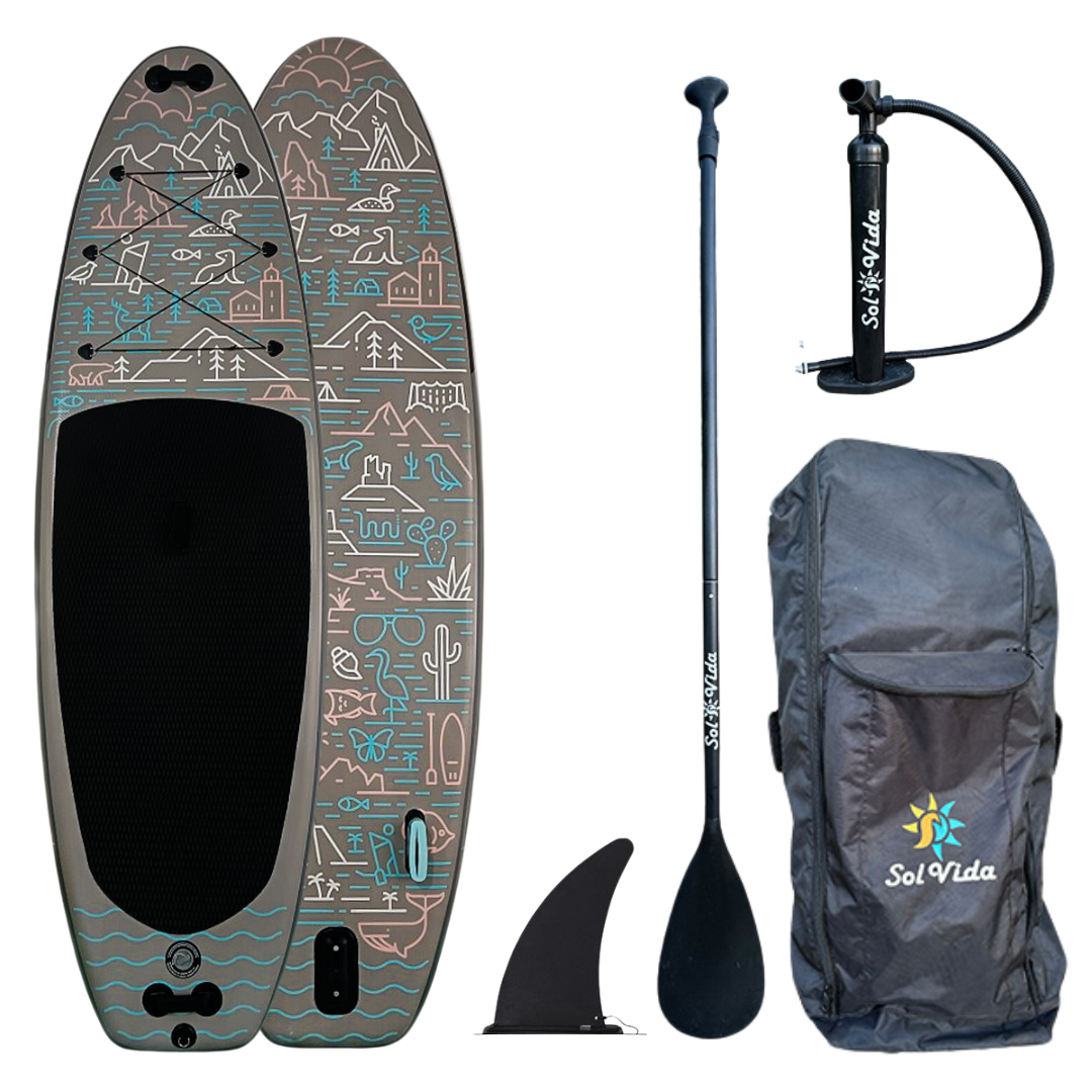 GrandSol Oasis Pack 11’ 4” Inflatable Paddle Board + Paddle, Pump, Detachable Fin, & Carrying Case