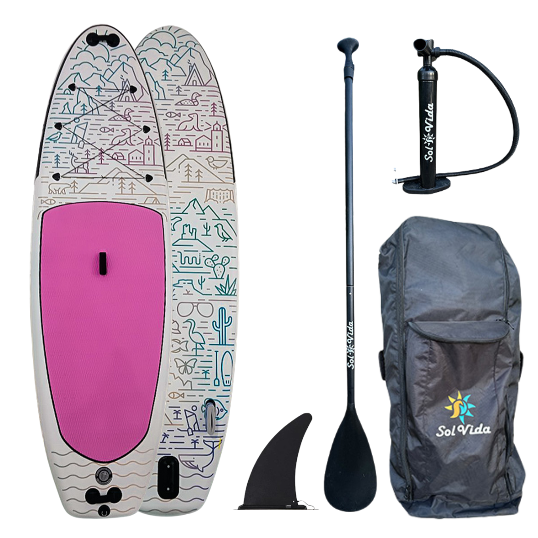GrandSol Oasis Pack 11’ 4” Inflatable Paddle Board + Paddle, Pump, Detachable Fin, & Carrying Case