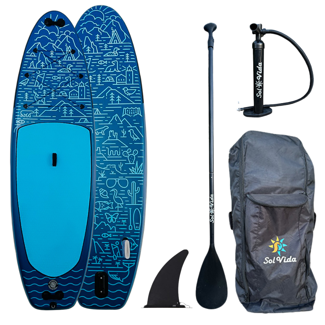GrandSol Oasis Pack 11’ 4” Inflatable Paddle Board + Paddle, Pump, Detachable Fin, & Carrying Case