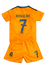 Ronaldo 7 Real Madrid Away Orange 3rd Jersey Toddler/Youth Soccer Jersey Kids Kit