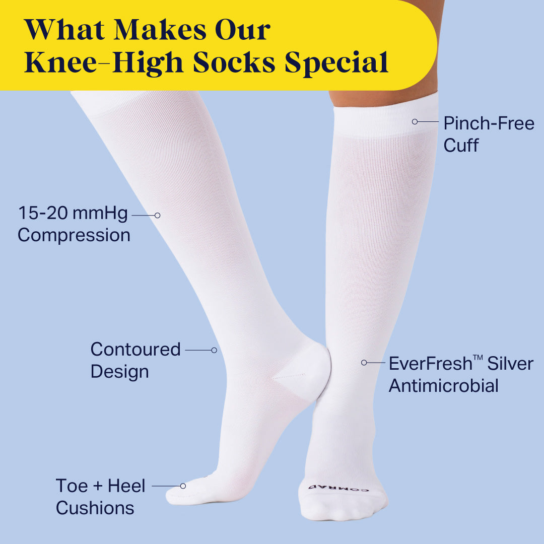 Knee-High Compression Socks | Solid White