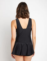One-Piece Swimsuit Dress with Shorts | PF837-Black