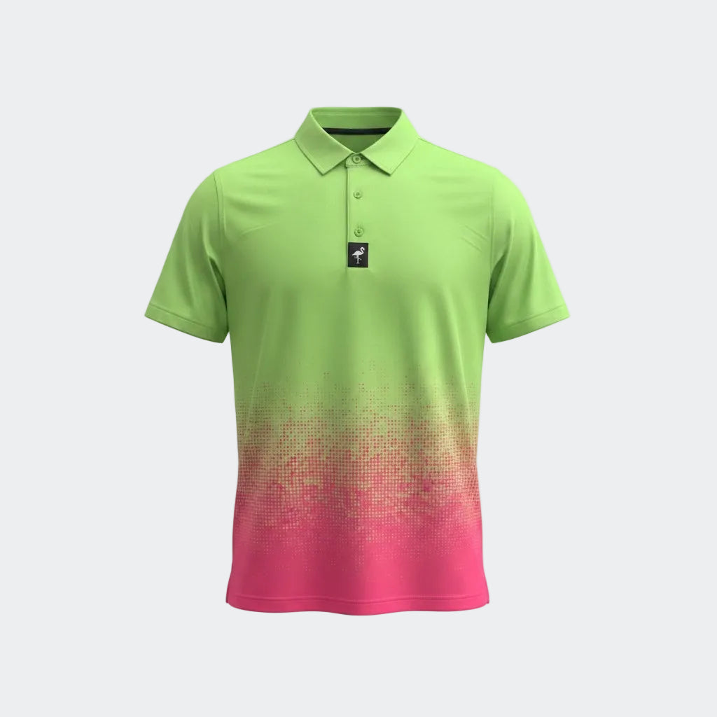 Men's Watermelon Sunset Golf Polo | Performance Stretch Golf Shirt | Moisture-Wicking