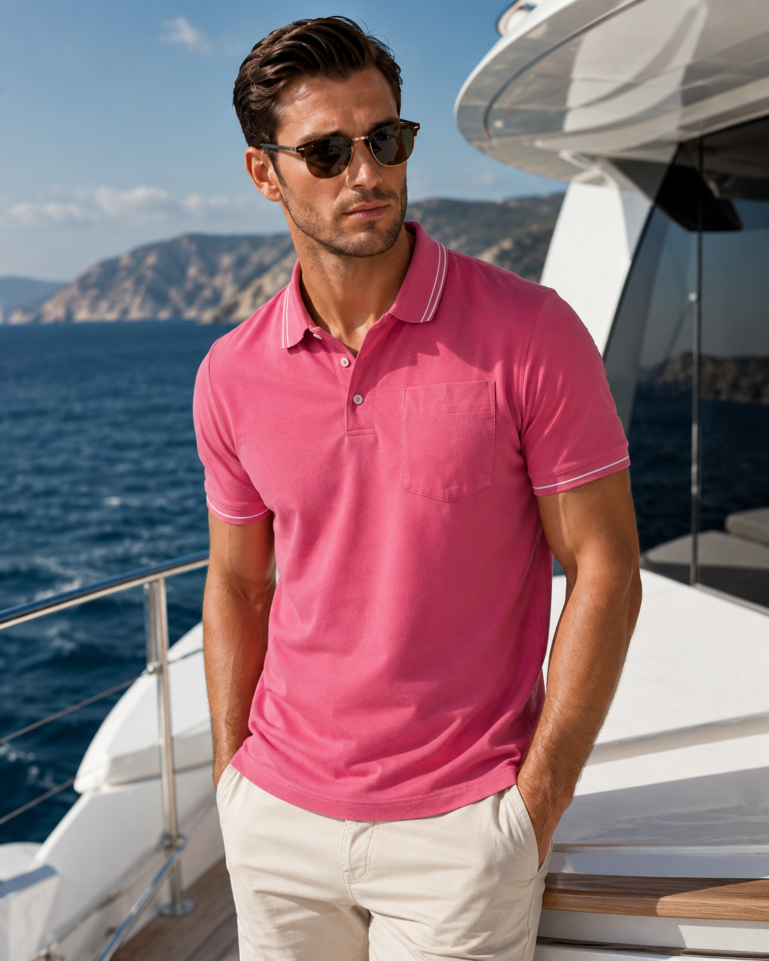 Pocket Polo Shirt | Pink