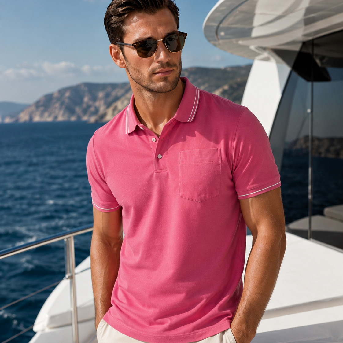 Pocket Polo Shirt | Pink
