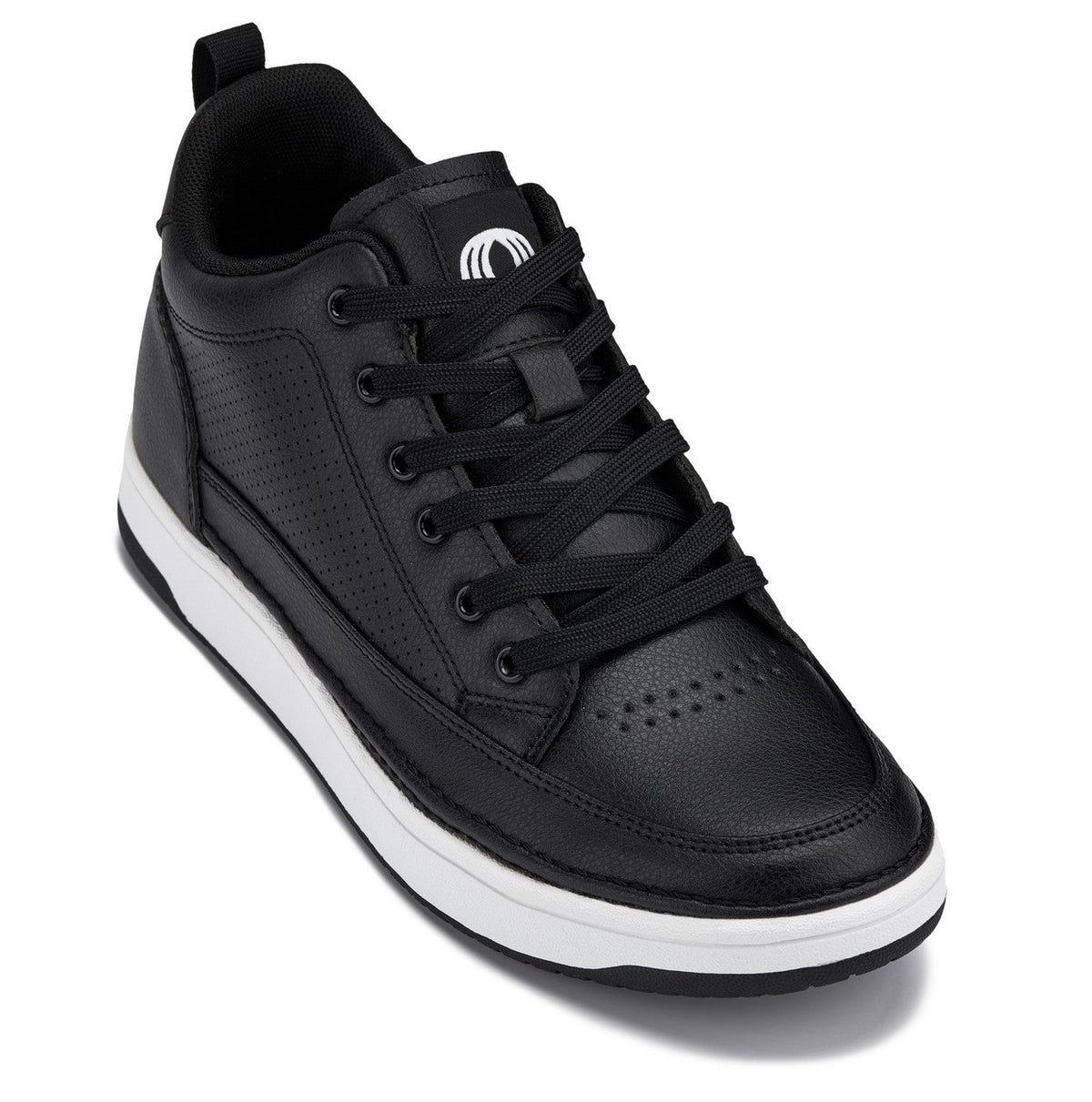 CALTO Q271 2” Taller (Black Noir) | Elevated Leatherette Micro-Perforated Sneakers