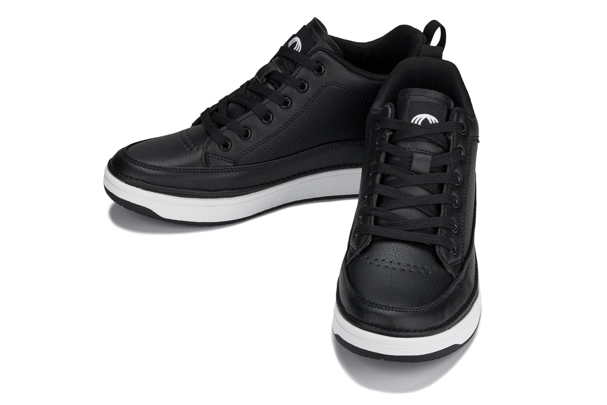 CALTO Q271 2” Taller (Black Noir) | Elevated Leatherette Micro-Perforated Sneakers