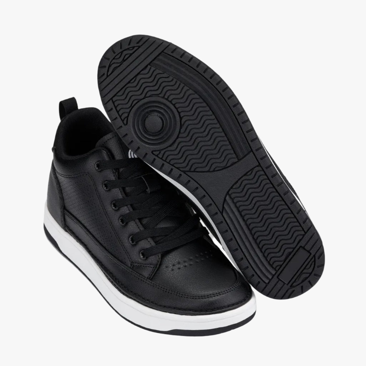 CALTO Q271 2” Taller (Black Noir) | Elevated Leatherette Micro-Perforated Sneakers