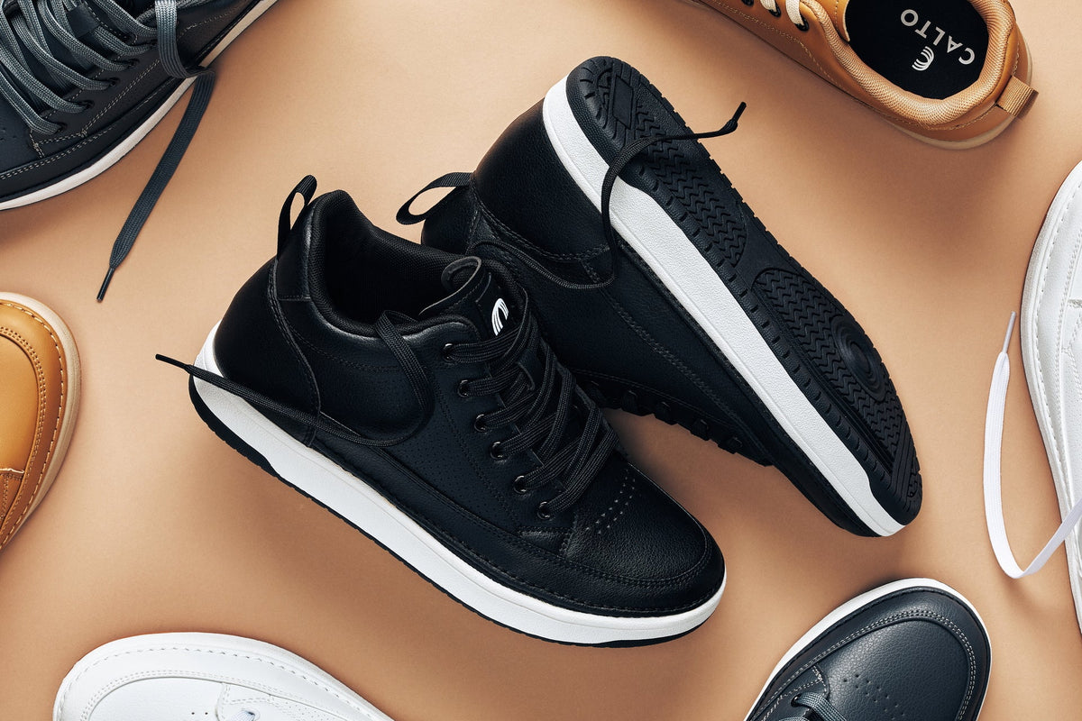 CALTO Q271 2” Taller (Black Noir) | Elevated Leatherette Micro-Perforated Sneakers