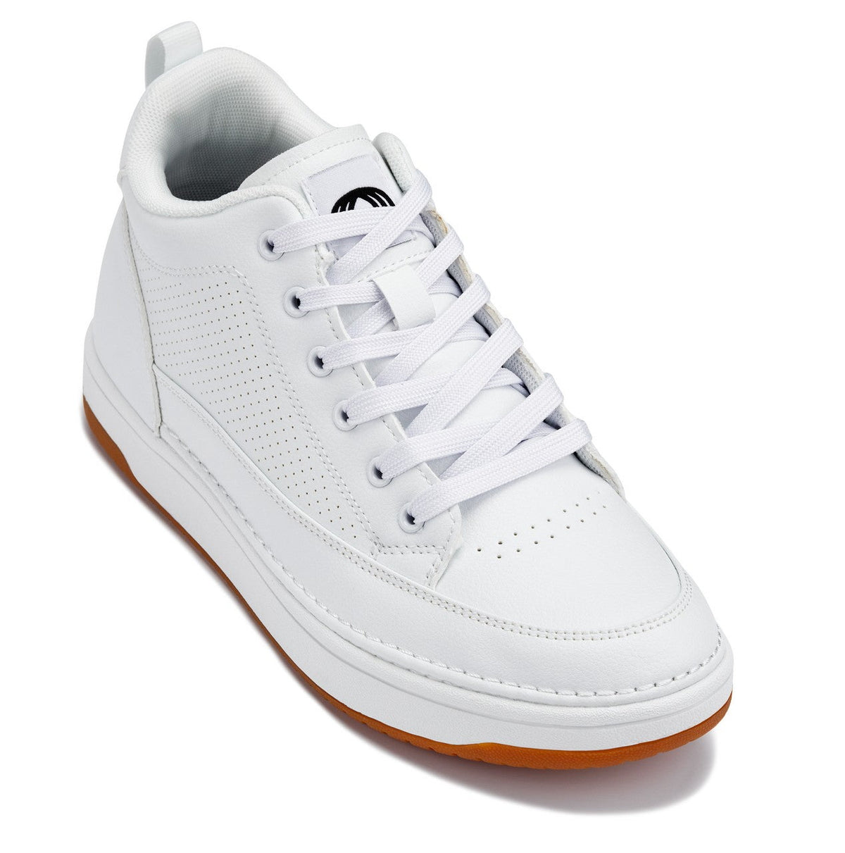 CALTO Q272 2” Taller (White & Gum Sole) | Elevated Leatherette Micro-Perforated Sneakers