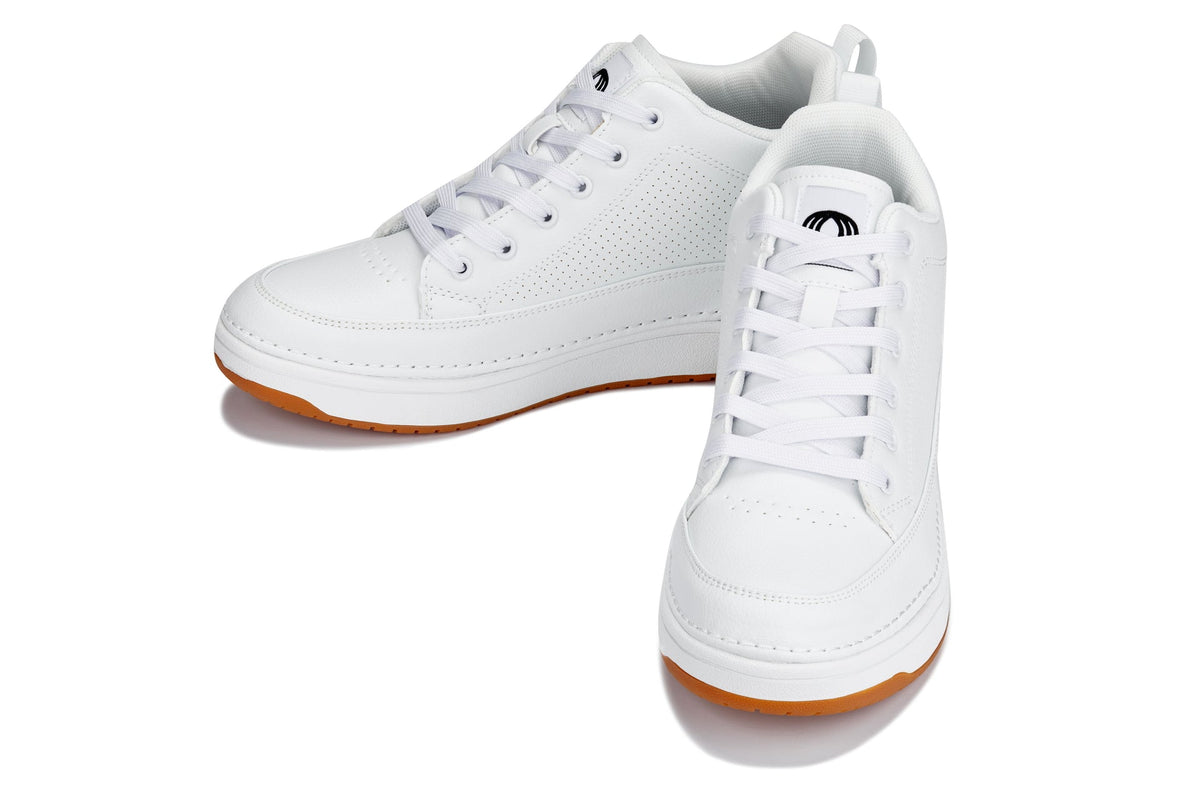 CALTO Q272 2” Taller (White & Gum Sole) | Elevated Leatherette Micro-Perforated Sneakers