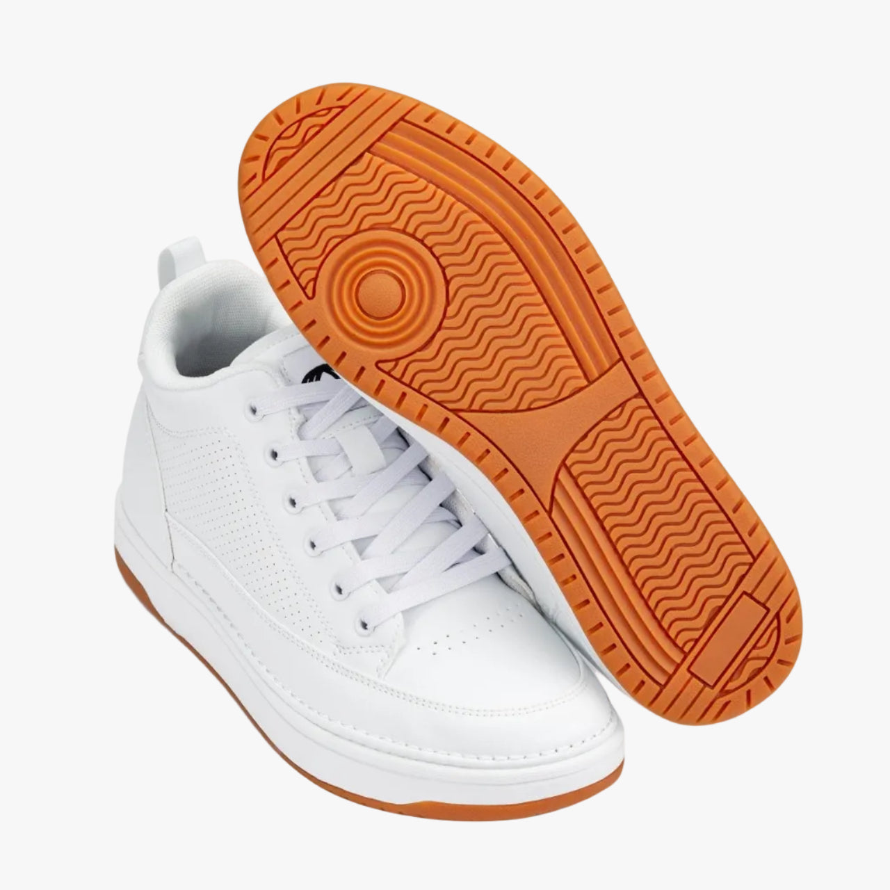 CALTO Q272 2” Taller (White & Gum Sole) | Elevated Leatherette Micro-Perforated Sneakers