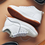 CALTO Q272 2” Taller (White & Gum Sole) | Elevated Leatherette Micro-Perforated Sneakers