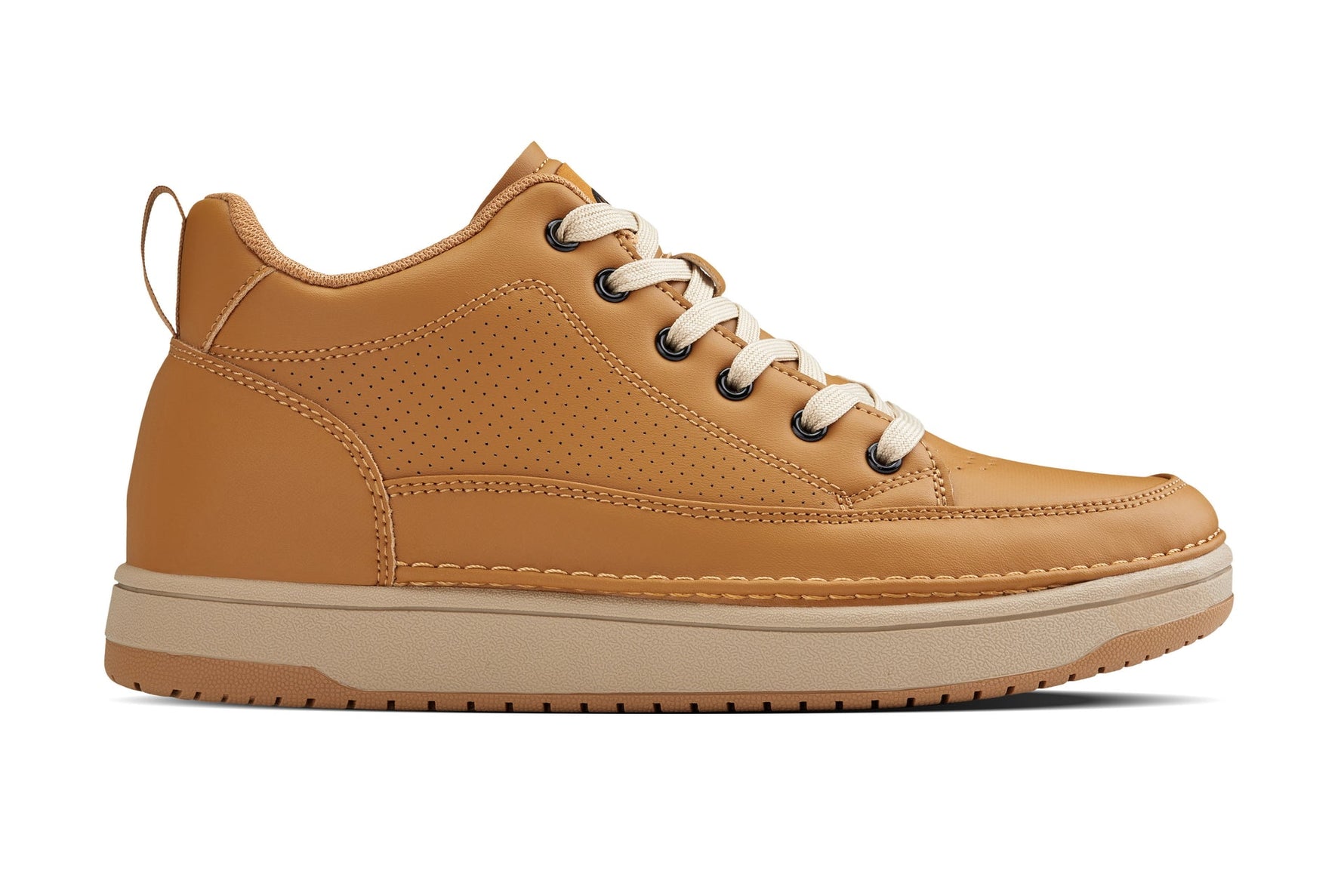 CALTO Q274 2 Inches Taller (Camel Brown & Gum Sole) | Elevated Leatherette Micro-Perforated Sneakers