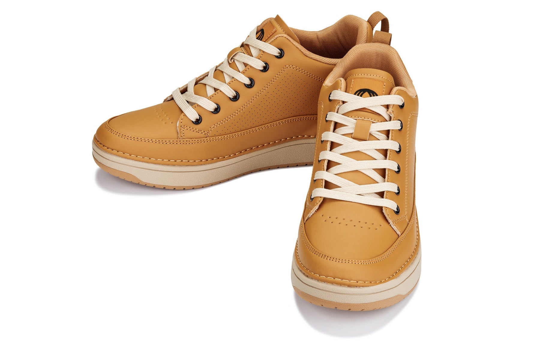 CALTO Q274 2 Inches Taller (Camel Brown & Gum Sole) | Elevated Leatherette Micro-Perforated Sneakers