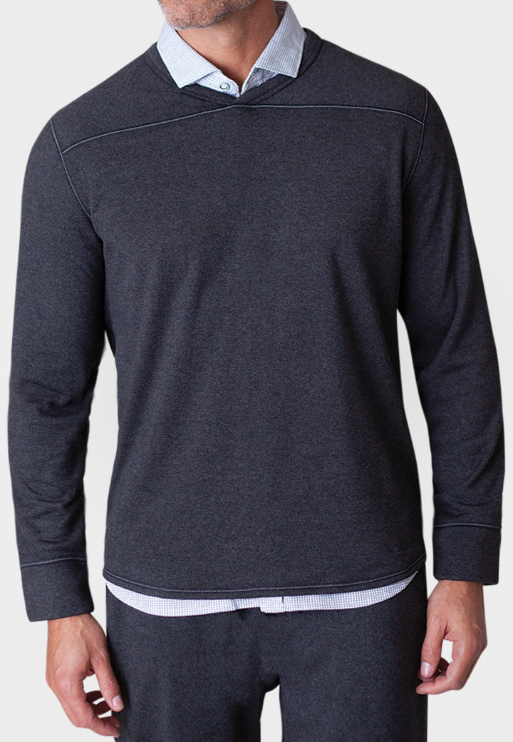 Rugvee Pullover V-Neck Sweatshirt | Charcoal Grey