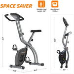 Exercise Foldable Fitness Indoor Stationary Bike | Magnetic 3-in-1