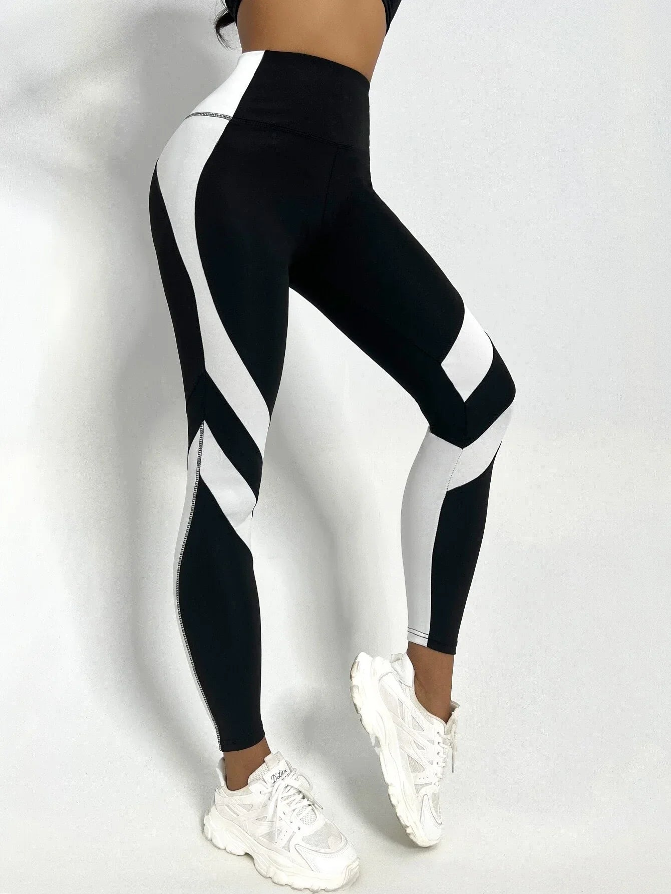 Two-Tone Yoga Leggings Tummy Control Sports Tights